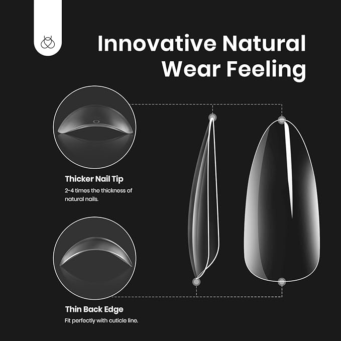 Beetles Gel Nail Kit Clear, Almond Medium, 500pcs 10 Sizes, with 9 in 1 Glue Mini Nail Lamp, Fall Nails, Full Cover Easy Nail Extension Set for Home DIY Salon Gift for Girls