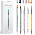 Nail Art Brushes,5pcs Double Ended Brush & Dotting Tool Kit,Including Nail Liner Brush and Nail Dotting Pens for Nail Art Nail Salon