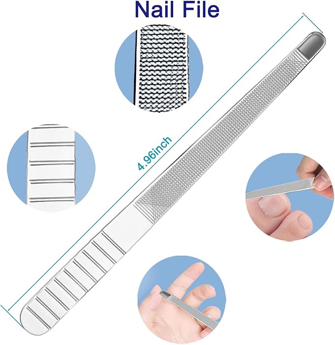 7PCS Professional Cuticle Nippers with Cuticle Pusher Set, Stainless Steel Cuticle Trimmer and Nail File for Women Fingernail Manicure Tools Kit at Home Salon