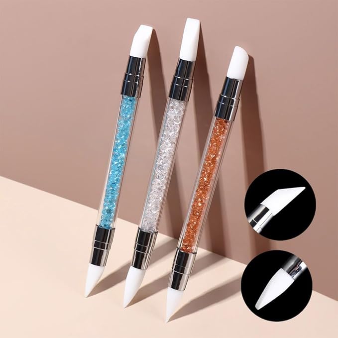 Nail Art Sculpture Pen, Dual Tip Silicone Head Brushes, Dual Tipped Nail Art Pen Brushes for DIY Manicure Tools, Orange
