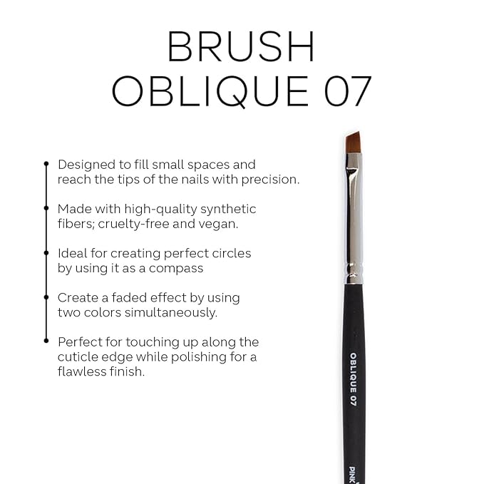 Pink Mask Oblique Brush 07 - Precision Brush for One Stroke Techniques and Detailed Nail Art