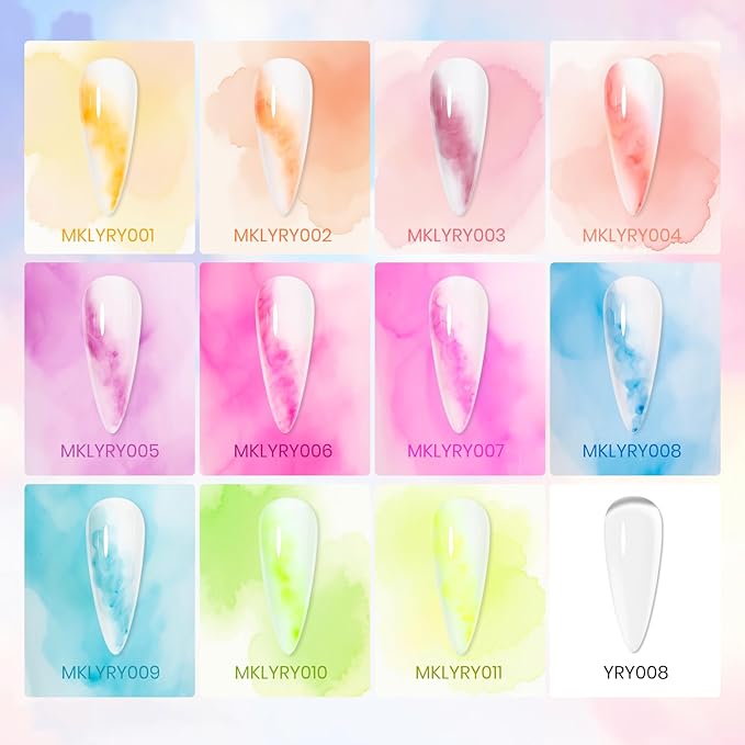 Alcohol Ink for Nails, 12 Colors Marble ink for nails Spring Summer, Marble Nail Art, Quick-Drying Nail Ink for Salon Home DIY 7ml(0.25fl oz)