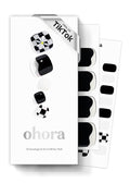 ohora Semi Cured Gel Pedi Strips (P Checkmate) - Black/White Works with Any UV/LED Lamps, Salon-Quality, Long Lasting, Easy to Apply & Remove - Includes 2 Prep Pads, Nail File & Wooden Stick