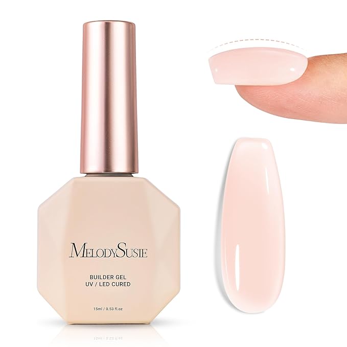MelodySusie Builder Nail Base Gel Nude Builder Gel for Nails Thickening, Soak Off UV Gel,Extension Gel Rhinestone Nail Glue Gel in a Bottle for Nail Art Design Gift for Women-018