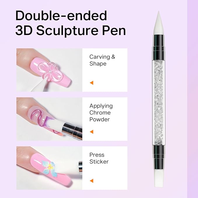 MIZHSE 3D Nail Art Gel Clear and White Solid Builder Gel for Nails Non-Sticky Sculpting Hard Gels with Dual Form for 3D Carving Patterns Flowers Nail Art Design Home DIY Manicure for Women