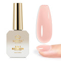 MIZHSE Builder Nail Gel, 8-in-1 Jelly Pink Nude Builder Nail Gel Strengthener Gel Thickening Extension Rhinestone Glue in a Bottle for DIY Salon LED & U V Lamp Needed 16mL