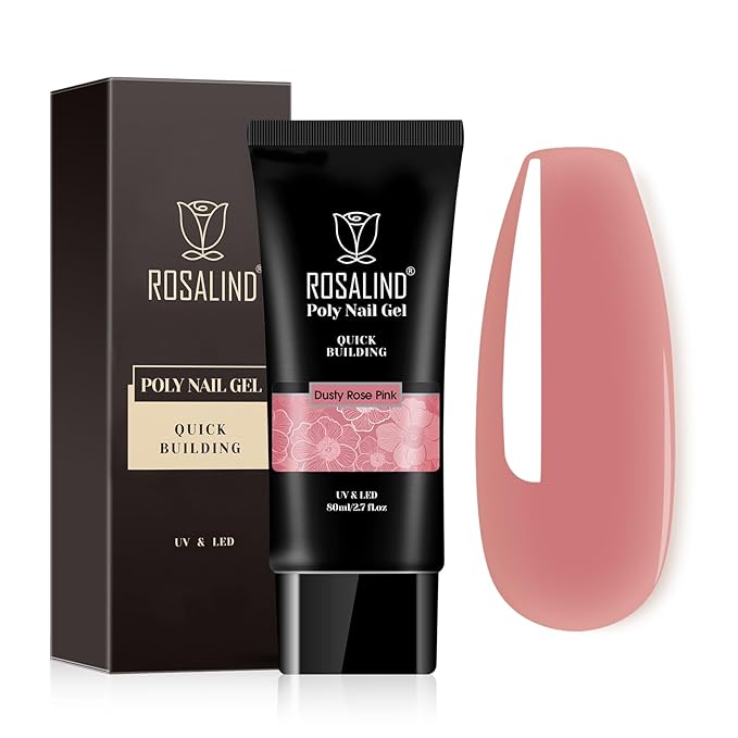 ROSALIND Rose Pink Poly Nail Gel, 2.7 oz Poly Extension Gel for Nail Art Decoration, Builder Rose Pink Gel Nail Thickening Extension Easy to DIY Use Need UV Lamp