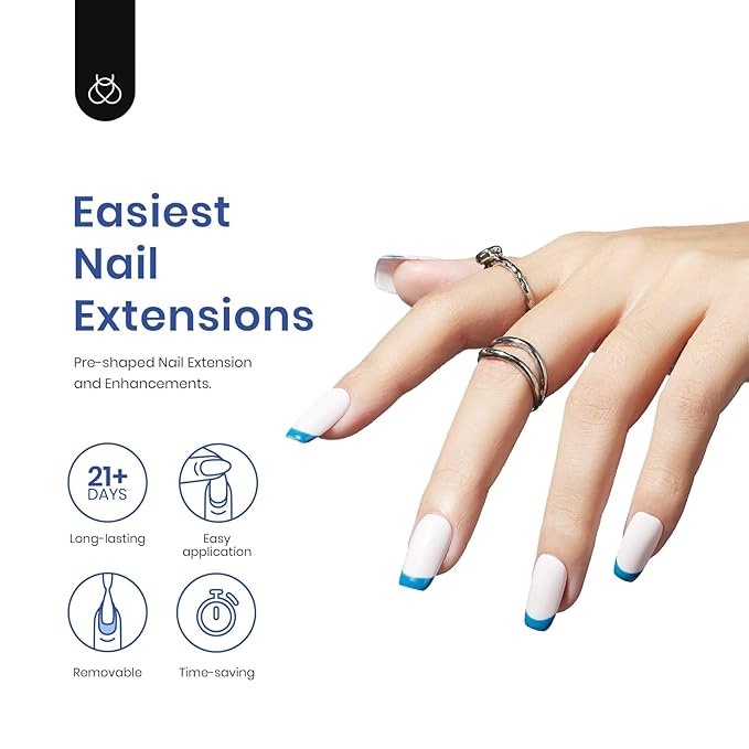 Beetles Gel Nail Kit Easy Extension Set, 240pcs Soft Short Square Nail Tips with 5-in-1 Glue Base Gel and Led Lamp Acrylic Tips Fake Nails Art Home Gelly Tips Beauty Gift Set