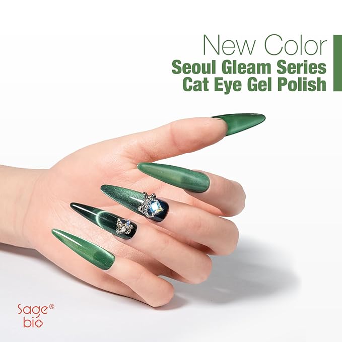 Cat Eye Gel Nail Polish 15ml Venom Sea, Magnetic Shimmer Glass Bead Effect, UV LED Soak Off Nail Gel, Easy DIY Home Manicure