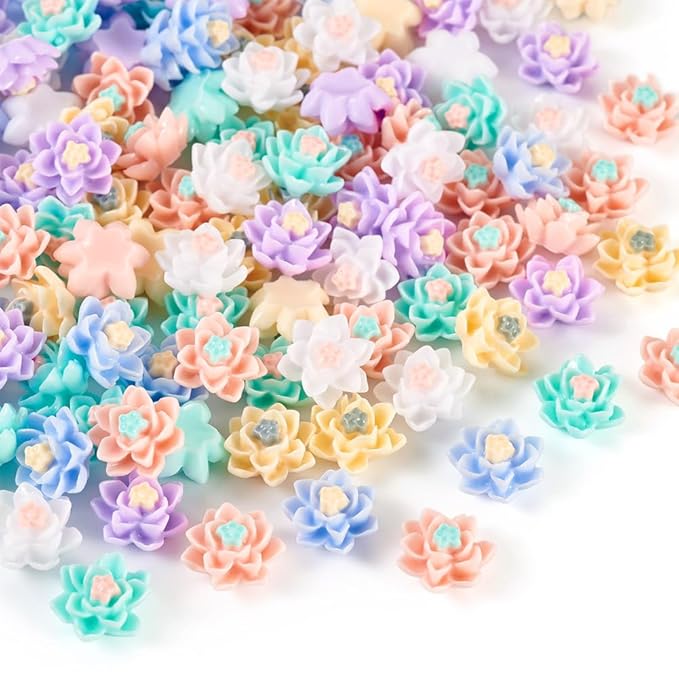 120Pcs Flower Nail Charms 3D Flower Resin Nail Art Charms Flat Back Flower Nail Art Decoration for Manicure