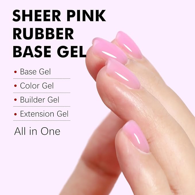 FZANEST Builder Gel Nail Kit, Milky White Sheer Jelly Nude Pink 6 Colors Rubber Base Builder Gel For Nails Strengthener Extension Gel Nail Art Salon Gift for Women