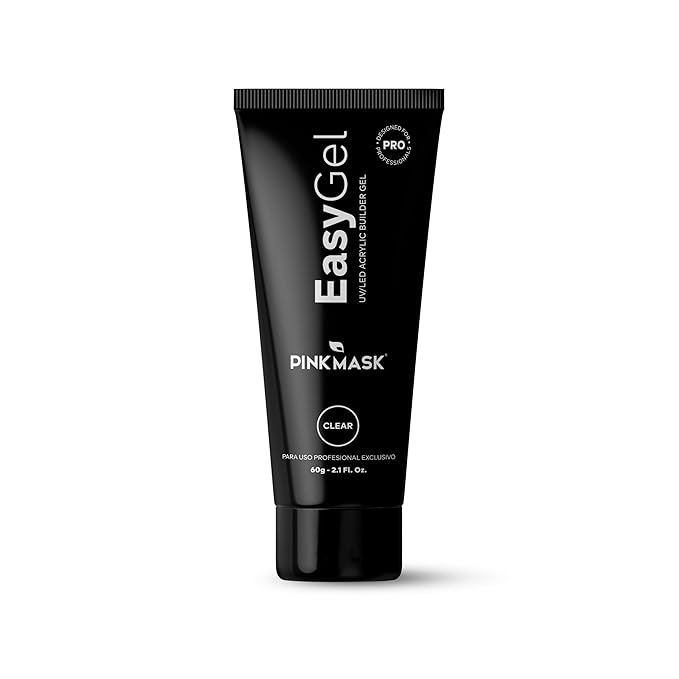PINK MASK Easy Gel 2oz 60g-Clear, Professional Builder Enhancement Gel-Quick Nail Extension for Beginner DIY, Nail Strengthener-Long Lasting-Salon Quality-Thickening Solution