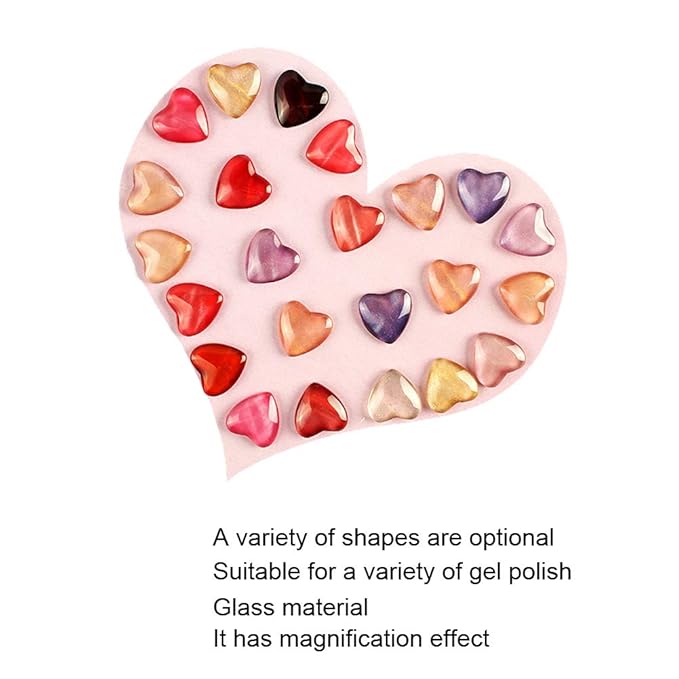 Nail Art Display Card, 50pcs Transparent Nail Polish Color Display Card Portable Polish Gel Color Glass Card Nail Art Practice Design Tool(Heart Shape)