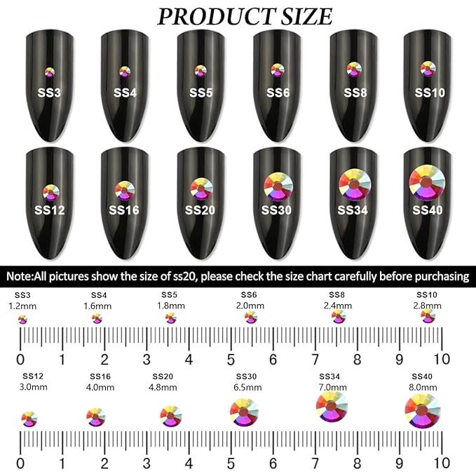 5760 Pieces Flatback Rhinestones for Nails 1.2MM Nail Rhinestones Gems Jewels Diamond Glass Mini AB Crystal Gemstones Bling Stones for Crafts Makeup Face Eyes