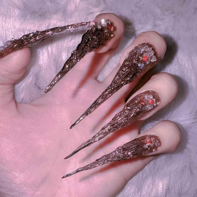 Luxury Artisan Handmade Press on Nails with Intricate 3D Nail Art and Royal Court Design Unique Pattern Easy to Wear Size M