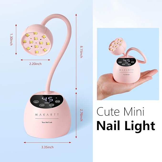 Makartt UV LED Nail Lamp - Gooseneck UV Light for Gel Nails Cherie Cordless USB 39mW/cm² Gel Lamp with 4 Times & Auto Sensor Professional Fast Flash Curing Polish Nail Art
