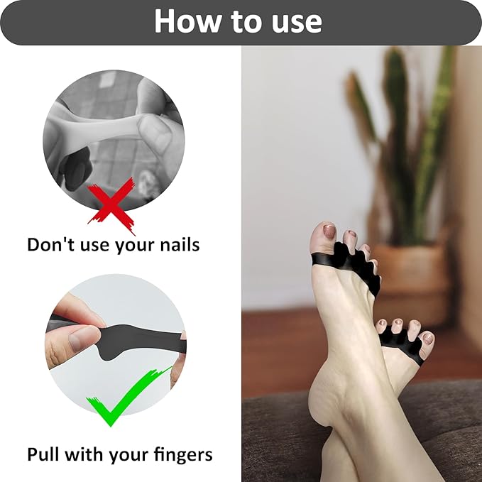 SUNFATT Toe Separators for Women ang Men,Toe Spacers for Women,Relieves Overlapping Toes,Bunions Corrector and Hammer Toe Pain,Gel Toe Spreader Separates and Relaxes Toes.2 Pcs