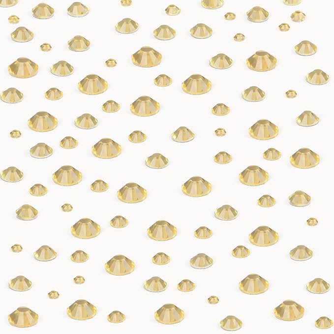 NCB Hotfix Iron on 8000pcs Crystal Rhinestones Round Gem for Crafts Decoration DIY Jewelry Making with a Tweezers and 2 Picking pens (Light Yellow, 6Sizes SS4-SS30)