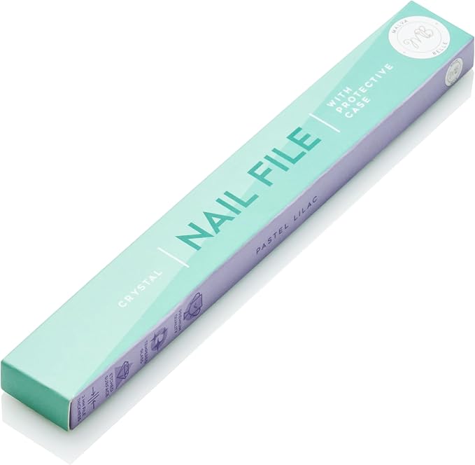 Malva Belle Best Crystal Glass Nail File for Women - File & Travel Case Set - Heavy Duty for Natural Nails, Gel - Professional Nail Shaper – Nail Care Essentials - Pastel Lilac 2mm