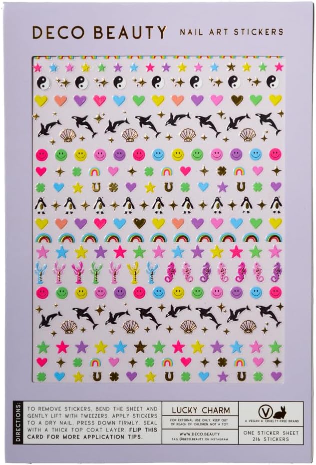 Deco Beauty Lucky Charm - Super Thin & Easy-to-Apply Nail Art with The Cutest Designs - Durable & Long-Lasting Nail Art Stickers and Decals for Women, for DIY at-Home Manicures & Salon-Quality Nails