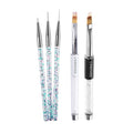 LWBTOSEE 5Pcs Acrylic Nail Drawing Pen Nail Art Dotting Pen Acrylic Drawing Liner Flower Brush Rhinestone Crystal UV Gel Painting Manicure Tool?Silver?