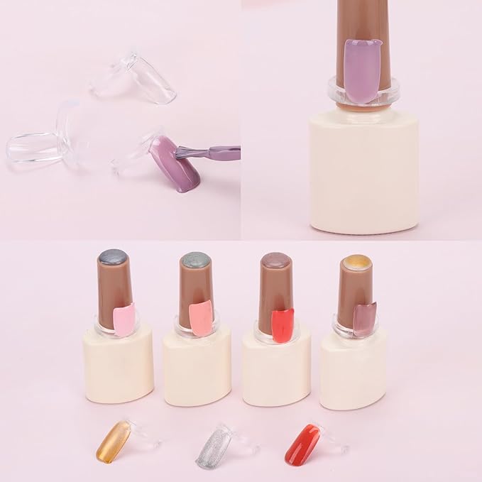 600 Pcs Nail Polish Swatch Clear Nail Color Swatches Rings, Nail Sample Sticks for Nail Art Polish Color Practice