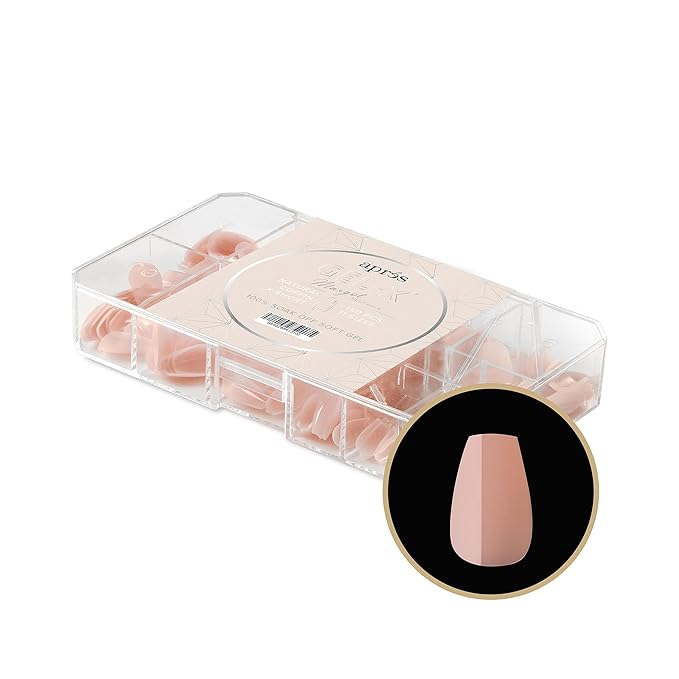 Apres Neutrals Gel-X Margot Box Of Press On Nails, 11 Sizes 00-9, Soft Gel Nail Tip Box (150pcs) (Natural Coffin Extra Short, 150)