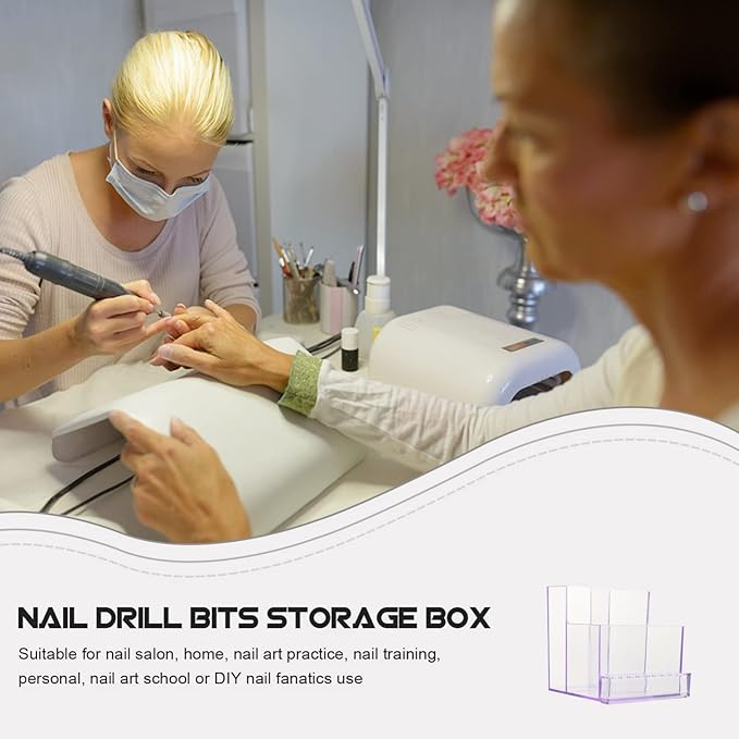 Beaupretty Professional Nail Drill Bits Storage Box Compact Nail Grinding Head Organizer Case for Home and Salon Use