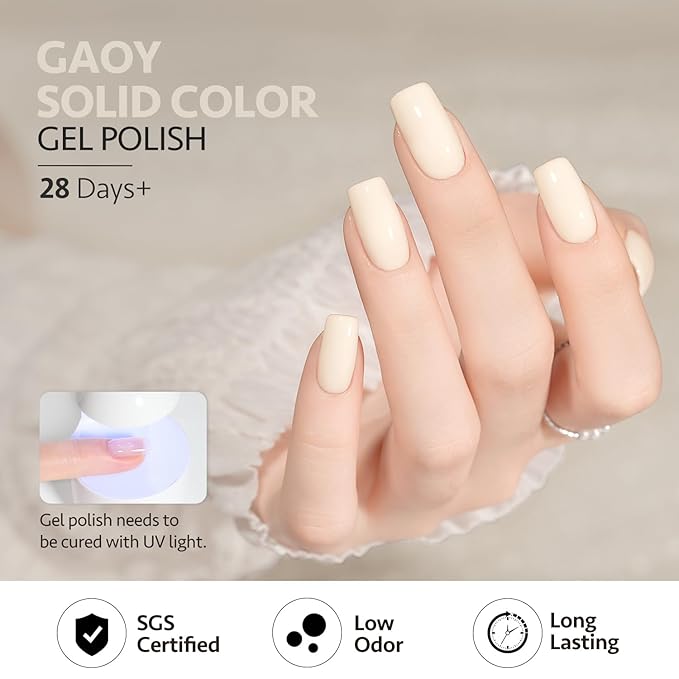 GAOY White Gel Nail Polish, 16ml Soak Off Gel Polish, UV Light Cure for Nail Art DIY Manicure at Home, 2011 Silk White