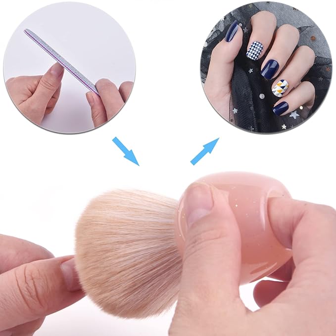 Nail Art Dust Powder Remover Cleaner Brush, Nail Art Dust Cleaning Brush Soft Kabuki Brush for Makeup & Acrylic Gel Nails (Pink)