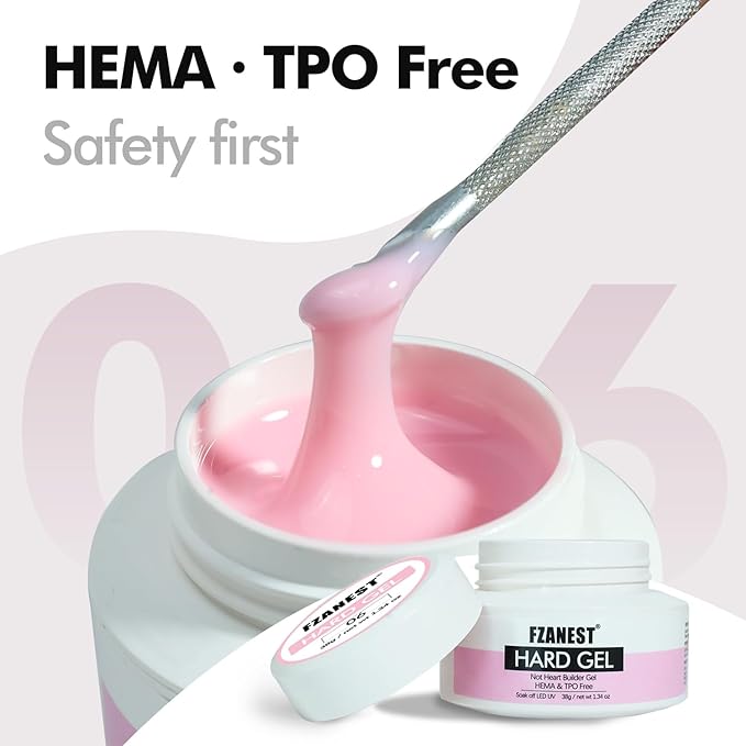 FZANEST Hema-free Builder Nail Gel Painless Hard Gel for Nail Sculpture Extension Strengthener Overlay Milky Pink #06