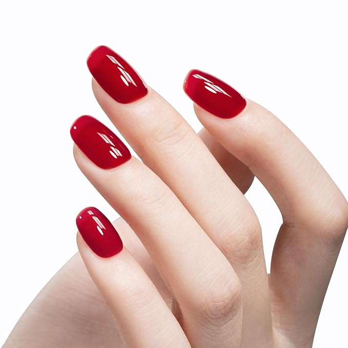 MAYCHAO 15ML Jelly Red Gel Nail Polish 1Pc Sheer Red Gel Polish Soak Off UV LED Transparent Nail Polish Nail Art Starter Manicure Salon DIY at Home, 0.5 OZ