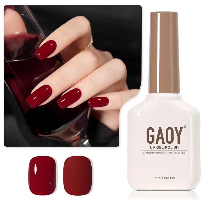 GAOY Red Gel Nail Polish, 16ml Soak Off Gel Polish, UV Light Cure for Nail Art DIY Manicure at Home, 2023 Burgundy Red