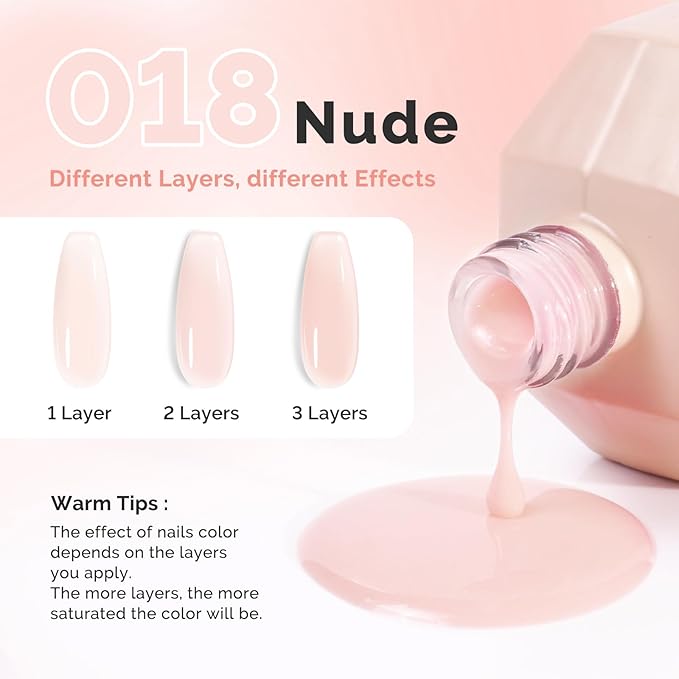 MelodySusie Builder Nail Base Gel Nude Builder Gel for Nails Thickening, Soak Off UV Gel,Extension Gel Rhinestone Nail Glue Gel in a Bottle for Nail Art Design Gift for Women-018