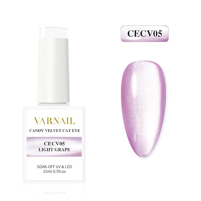 VARNAIL Candy Velvet Cat Eye Gel Polish Kit 6 Colors, Glitter 9D Holographic Gel Polish with Magnet, Soak off U V Light Gel Nail Polish Set15 ml/Bottle, Salon Quality Magnetic Gel Nail Polish
