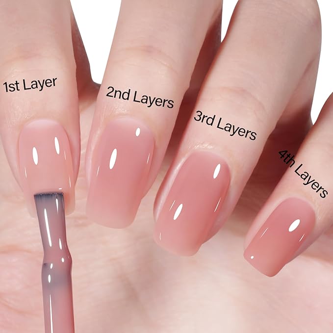 AILLSA Nude Pink Gel Nail Polish Misty Rose Jelly Gel Polish Neutral Sheer Translucent Gel Polish Long Lasting Light Pink Color Soak Off U V Gel for French Manicure Nail Art at Home 0.51 Oz