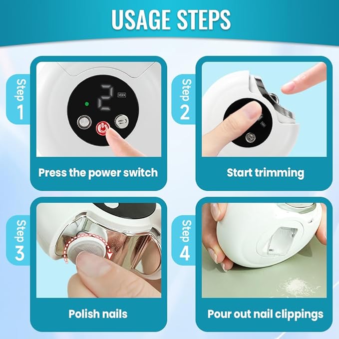 Electric Nail Clippers, 2026 New 3 in 1 Automatic Nail Trimmer & Polisher with Strong Power for Thick Nails, USB Rechargeable, LED Light and Low Noise for Adults and Seniors (Champagne Color)