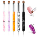 Nail Art Brushes Set, 5PCS Nail Design Painting Brush Set with Nail Polish Brush,French Nail Extension Gel Brush & Builder Nail Gel Brush,Carved Brush,Multi-Size Dotting Pens for DIY Nail Art