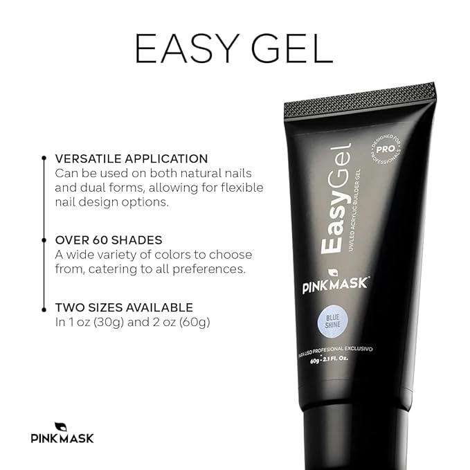 PINK MASK Easy Gel 2oz 60g-Rubi, Professional Builder Enhancement Gel-Quick Nail Extension for Beginner DIY, Nail Strengthener-Long Lasting-Salon Quality-Thickening Solution
