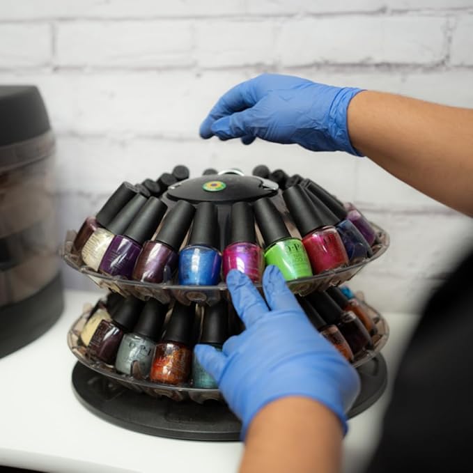 Dompel Rotating Nail Polish Display, 2 Shelves | Holds 40 Bottles | Rotating Table Organizer with Non-Slip Base, Black (Model Twist 3351)