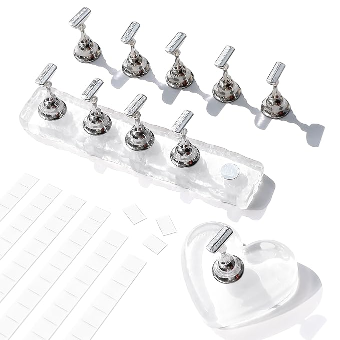 BQAN Stand for Press Ons Acrylic Nail Holder for Painting, Practice Tools With Reusable Putty - Tech Must Haves Supplies for Homes and Salons (White)
