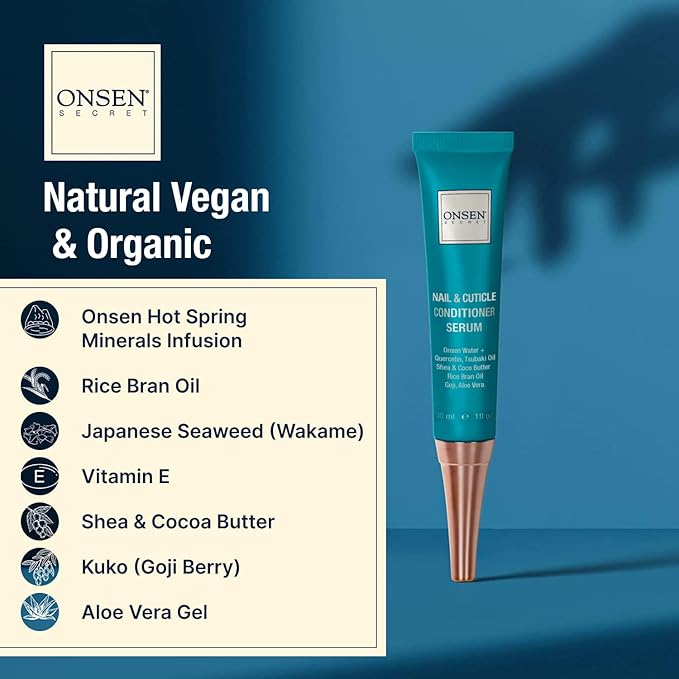 Onsen Secret Nail Reboot Duo - Treatment for Damaged Nails - Natural Nail Care & Cuticle Repair - Visible Results For Perfect Nails, Cuticle Conditioner Cream 30ml & Nail Reboot Oil 35ml