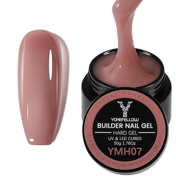 50g Builder Gel for Nails, Long-Lasting Soak-Off Nail Extension Gel for Beginners & DIY Home Salon Manicure(YMH07-Dusty Rose Nude Brown)