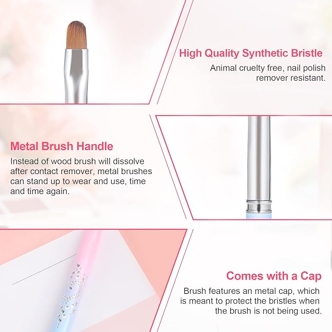 2pcs Nail Art Clean Up Brushes, Painting Brushes for Nails with Round & Angled Head Pen Painting Tools for Nail Art Design & Polish Mistake Cleaning