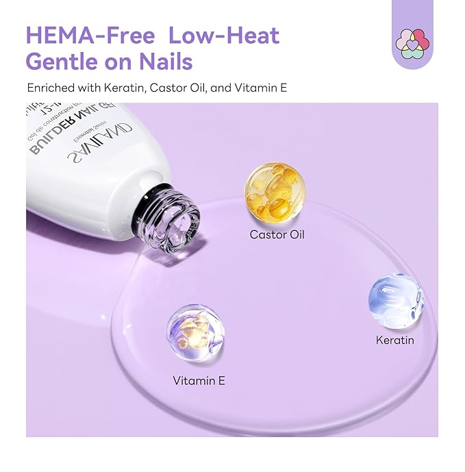 SAVILAND 12 in 1 Clear Builder Nail Gel: HEMA-Free Builder Gel for Nail Extensions & Sculpting False Nails Base Coat for Sculpting Extensions & Long-Lasting DIY Salon Manicure UV LED Lamp Needed