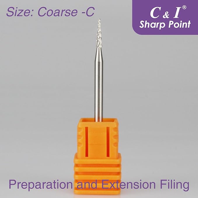 C & I Nail Drill Sharp-Point Bit Efile of Electric Nail Drill Machine Nail Techs Tool for Preparation, Extension or Cuticle Care (Coarse -C)
