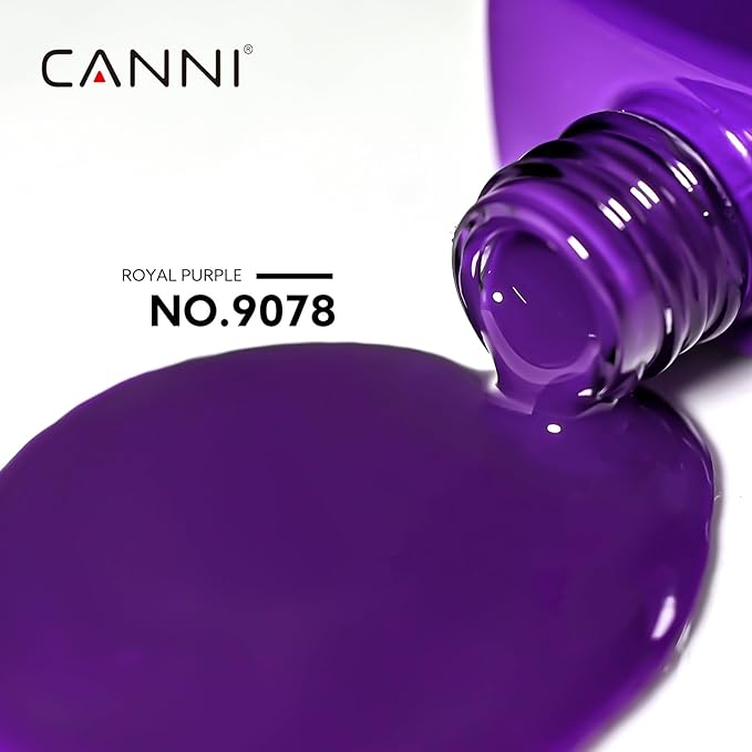 CANNI Purple Gel Nail Polish, 1Pcs Dark Purple Gel Polish Neon Color High Gloss Soak Off U V Nail Manicure Salon DIY