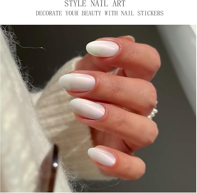 JMEOWIO Gel Nail Stickers Glitter Semi Cured Gel Nail Strips Wraps UV/LED Nails Art Design Decoration Accessories