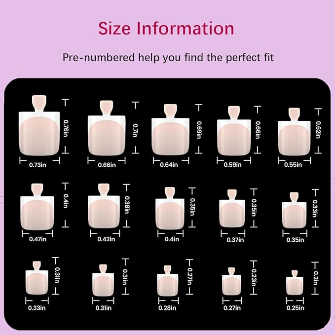 Toe Nail Press Ons, French Tip Toe Press On Nails for Salon, 150pcs Square Pre-Designed Soft Gel Thick False Toenail Extension, French Nude Acrylic nails Valentines Gifts for Women 15 Sizes