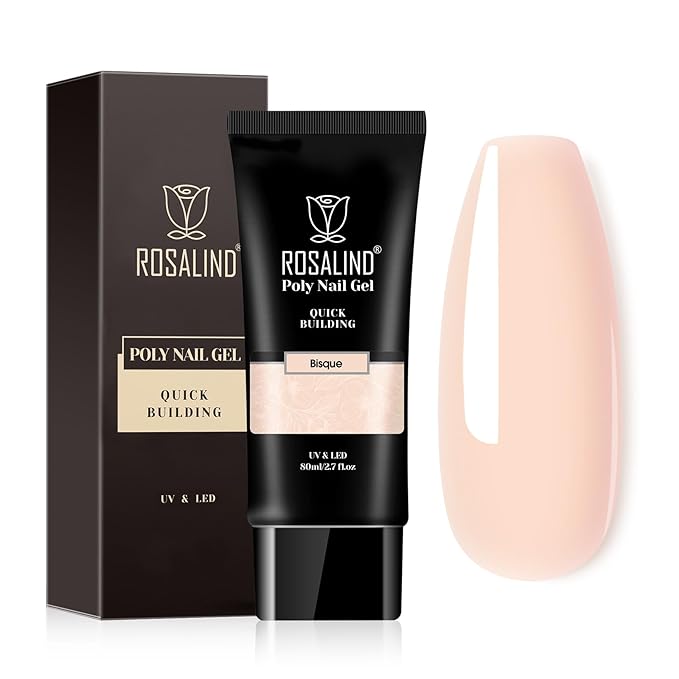 ROSALIND Nude Poly Extension Gel, 2.7 oz Light Nude Poly Nail Gel Builder for Nail Art Decoration, Thickening Extension Easy to DIY Use at Home Need UV Lamp